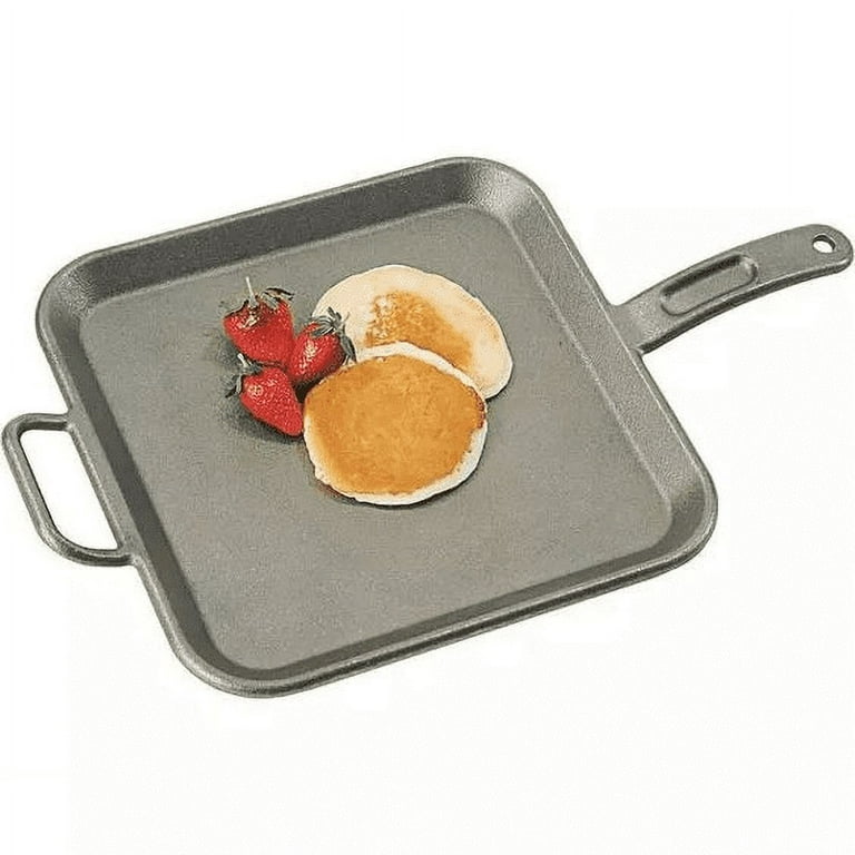 Lodge 12? Square Seasoned Cast Iron Griddle, P12SGR3, with assist handle 