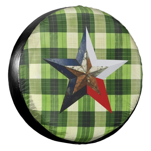 KAKALAD American Star Texas Green Buffalo Plaid 03 Spare Tire Cover Universal Vehicle Accessories Buckle Car Tools 14”in