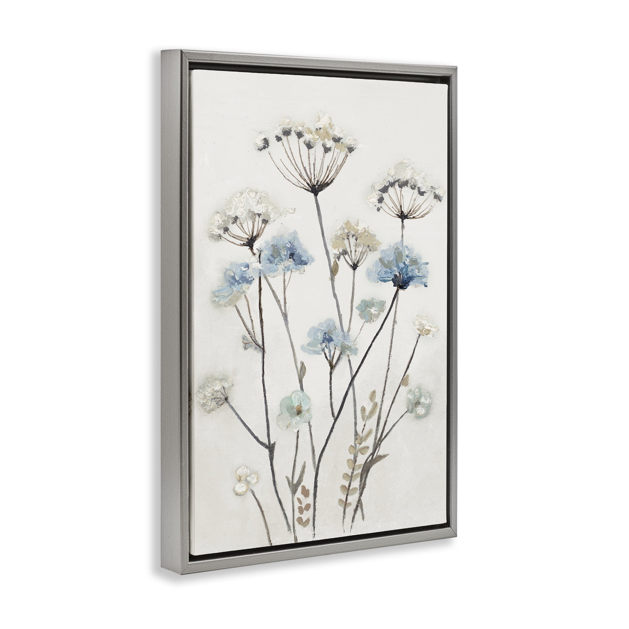Stupell Industries Soft Jardin Azul Gray Framed Floater Canvas Wall Art, design by Patricia Pinto