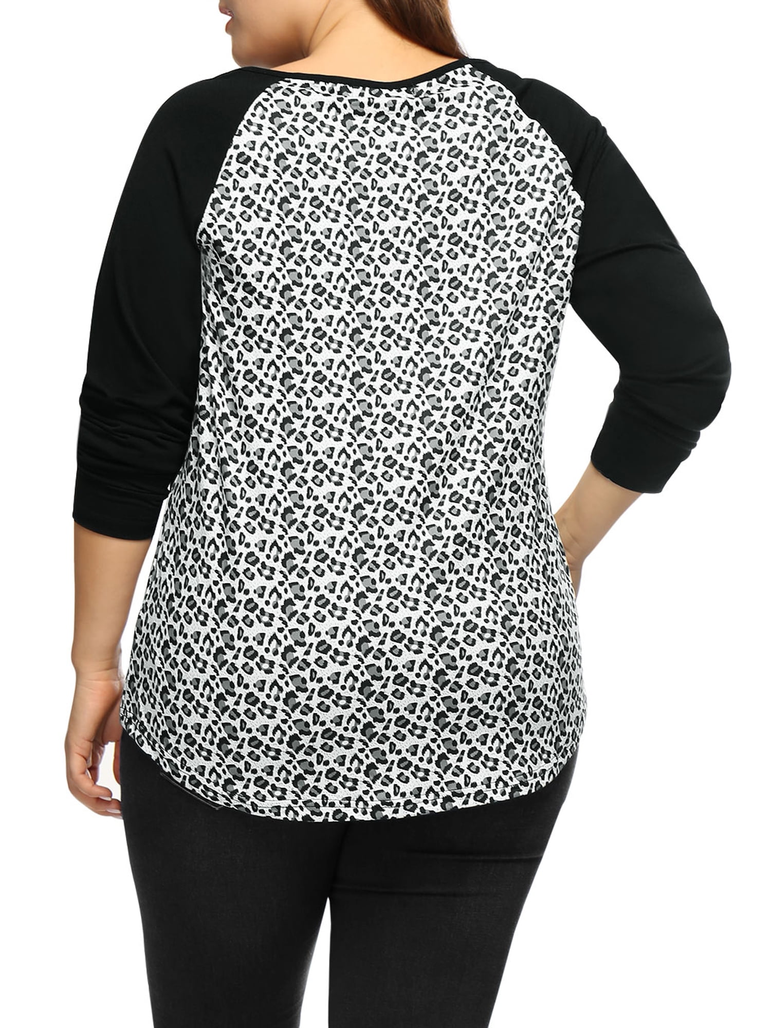 DARING DIVA Women's Plus Top Long Sleeve Relaxed Fit T-Shirt Blouse 2X Black
