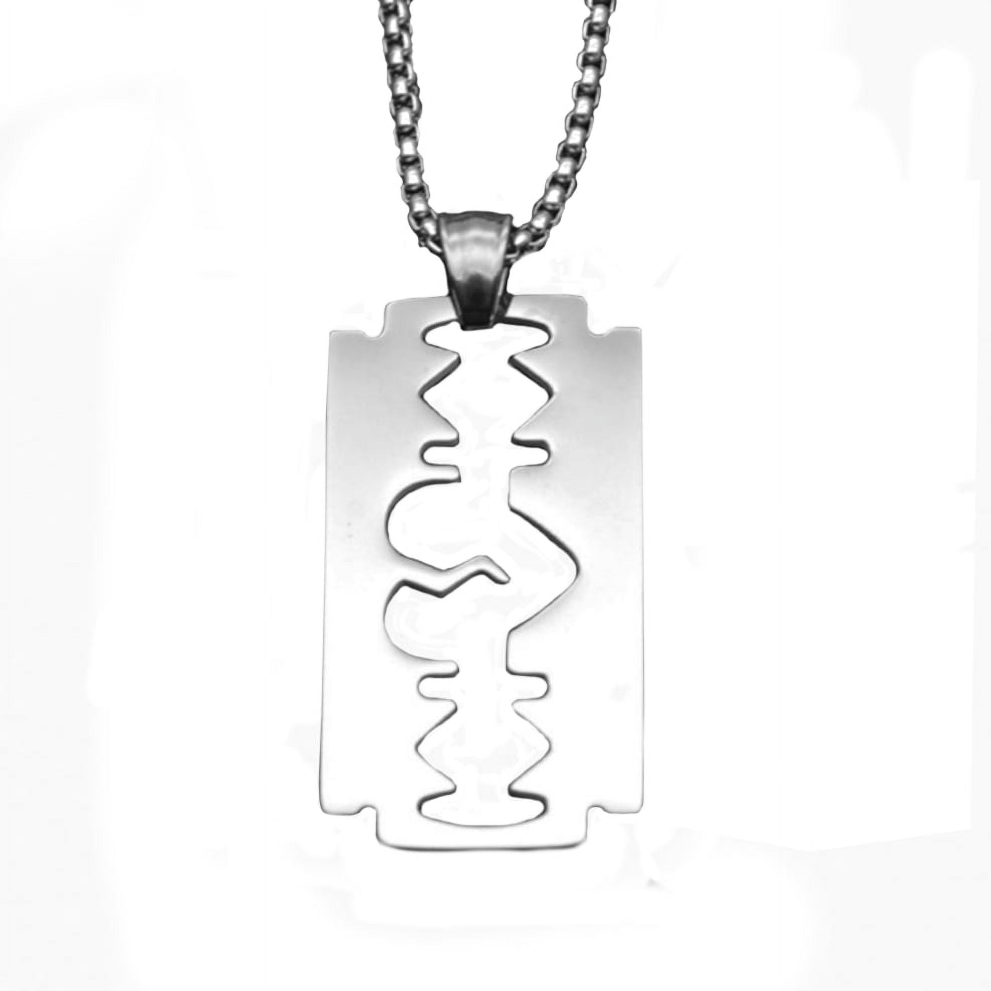 Broken Heart Razor Blade Pendant with Silver Plated Pendant and