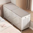 thumbnail image 2 of Colourtree Beige Folding Plastic Storage Box, Large Capacity Clothes Blanket Storage Bin With Lid And Wheels, Closet Organizer And Storage Containers For Home Office Dormitory, 2 of 5