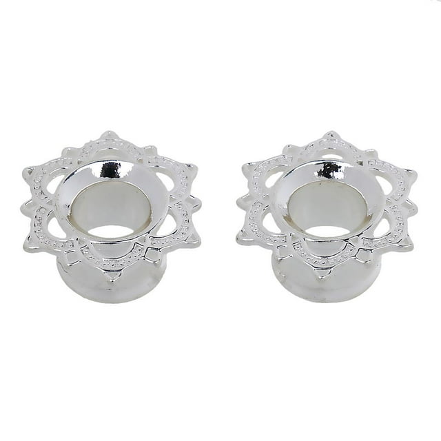 Par de Pendientes de Flores, Túneles, Tapones para Los Oídos, Calibres, Forma de Flor, Accesorio para Mujer