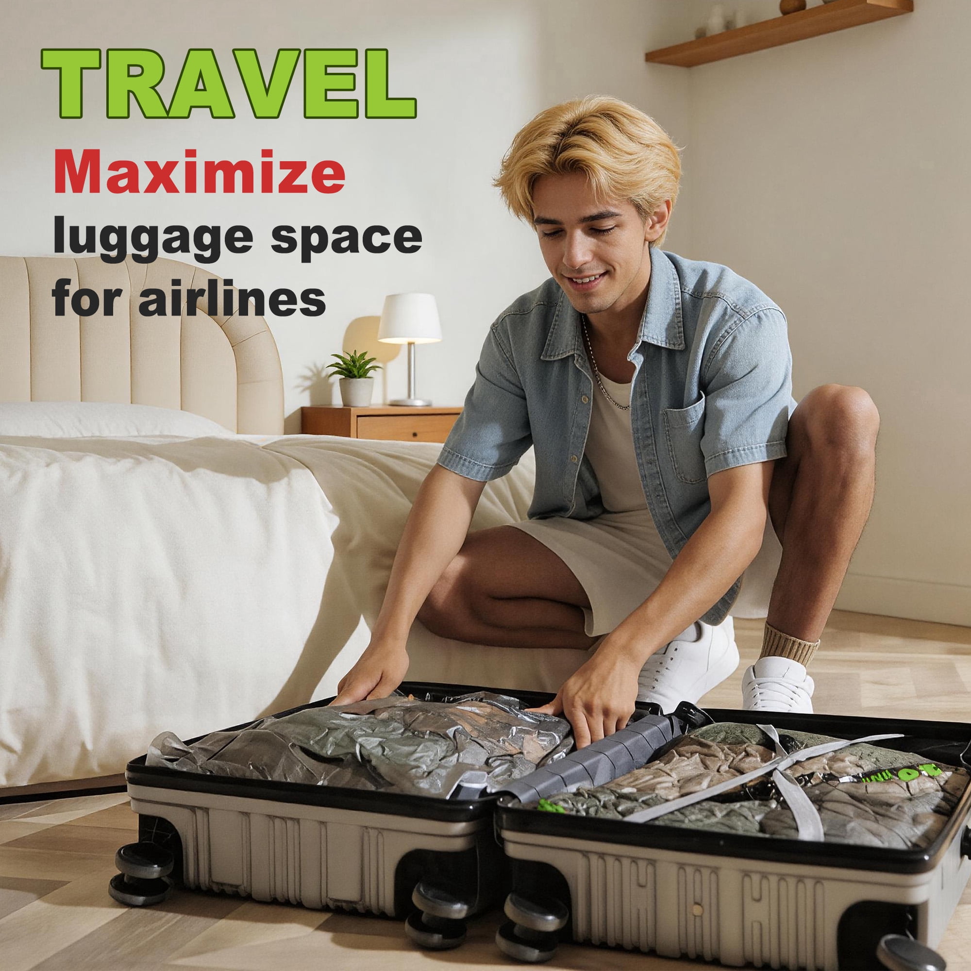 Cubepoint 15 Bags Vacuum Storage Bags for Travel with Rechargeable Wireless Pump, Portable Vacuum Seal Bags for Luggage and Suitcase, Compression Travel Bags for Clothes, Blankets, Seasonal Storage