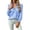 01#Light Blue, variant on Feancey Womens Ruffle Button Down Shirts Plaid Casual Long Sleeve Stand Collar Blouse Dressy Trendy Gingham Work Shirt Birthday Gift Light Blue S