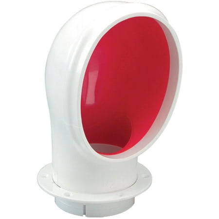 Marinco Snap-In Deluxe Standard PVC Cowl Vent, White with Bright Red Interior (Includes with Snap-In Deck Plate and