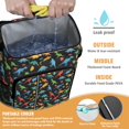 thumbnail image 2 of Travel Cooler Bag - Black Cartoon Dinosaurs Colorful Leaves Pattern Camping Beer Cooler Backpack with Bottle Opener- Waterproof Insulated Picnic Backpacks - Cooler Bag for Beach, 2 of 6