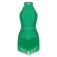 thumbnail image 6 of iiniim Women's Tassel Dance Dress Halter Neck Fringed Latin Ballroom Rumba Salsa Green XL, 6 of 7