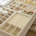 thumbnail image 4 of Velvet Jewelry Display Tray for Drawer Bracelet Earring Rings Jewelry Storage Box Organizer Case Holder Jewelry Display Boxes Beige- (1grid), 4 of 6