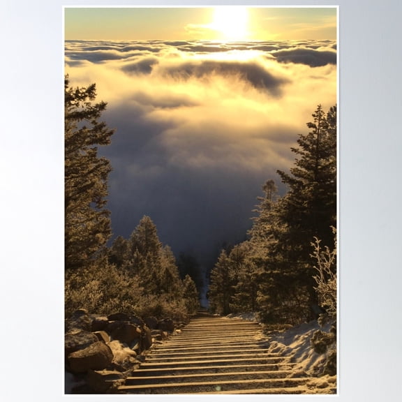 Manitou Incline Sunrise Poster Wall Art, Modern Wall Decor, 8x12 UNFRAMED