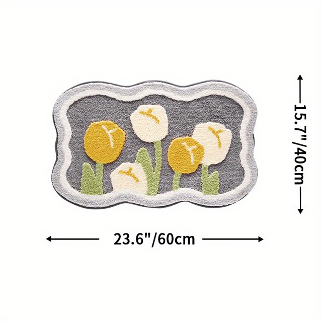 1pc, Absorbent Flower Bath Mat - Non-Slip Indoor Floor Mat for Shower Room, Toilet, and Home Decor