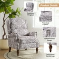 thumbnail image 3 of Recliner Chairs Push Back Set of 2 Upholstered Mid Century Wingback Armchairs Fabric Sofa Home Theater Couches Wood Legs Home Living Room Beige Pattern, 3 of 7