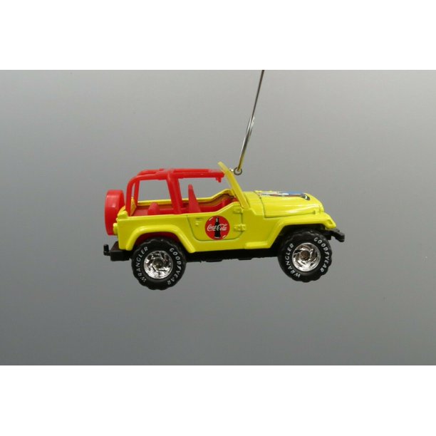 1998 '98 Jeep Wrangler Yellow Car Coca Cola Coke Rare Christmas Ornament  1/64 