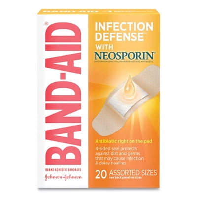 Band-Aid - 5570 Brand Bandages with Neosporin Antibiotic Ointment, Assorted Sizes, 20 ct