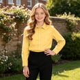 thumbnail image 6 of JAJAHO Tween Dress Shirts Boys And Girls Plain Long Sleeve Button Down Shirts, Sizes 9-16Y, 6 of 7