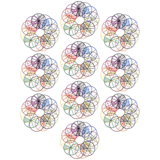 MasteelfCA 10 Sets 8cm 1 to 1/12 Fraction Circles Math Manipulatives Teaching Instruments