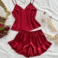 thumbnail image 4 of fatyb Plus Size Womens Pajama Sets Sleeveless Cami Tops and Ruffle Hem Shorts 2 Piece Sleepwear Outfits, 4 of 5