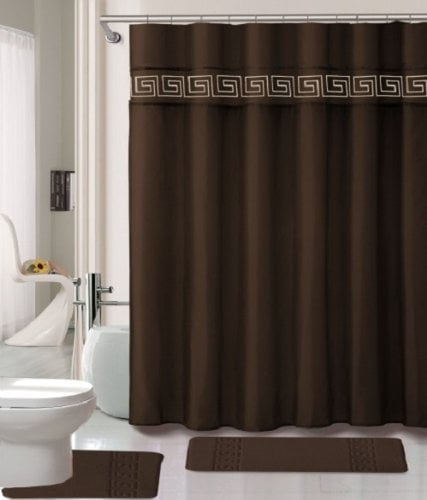 19 Piece Bath Accessory Set Coffee Brown Soft Memory Foam Bathroom