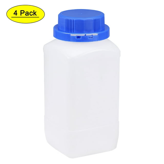 Botella de reactivo de laboratorio de plástico de boca ancha Uxcell de 1000 ml/34 oz translúcida 4 unidades