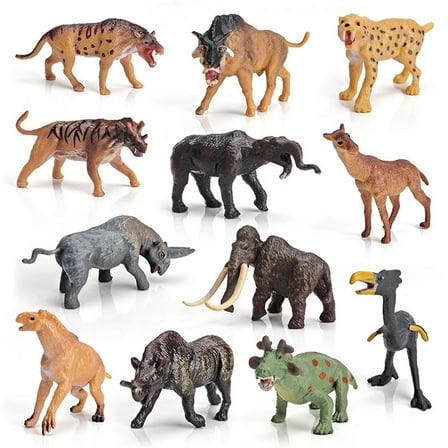 TONKBEEY 12Pcs/Set Mini Figurine Model Prehistoric Animal Realistic Toy Replica Table Cake Topper Room Decor Boutique Collection