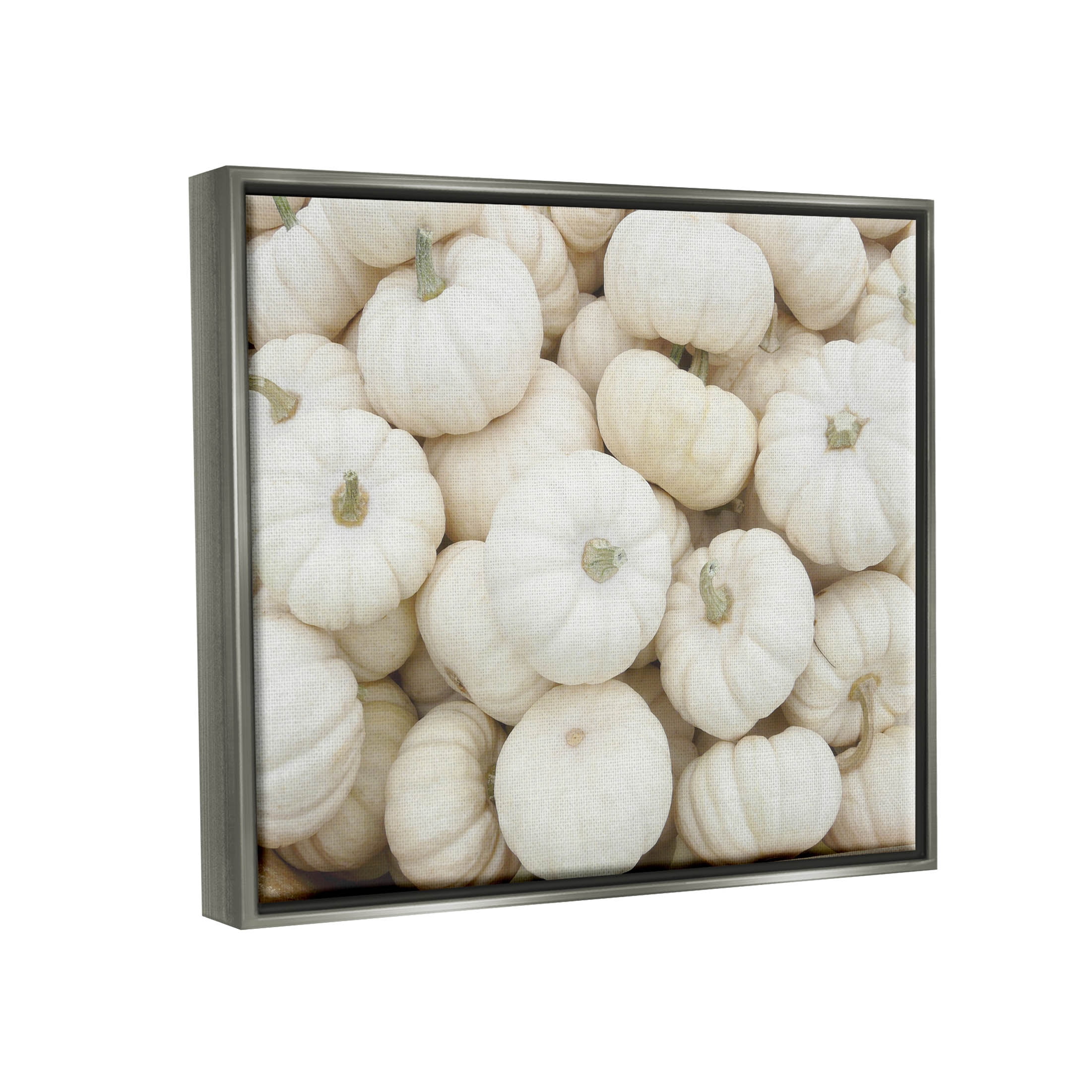 Stupell Industries Autumnal White Pumpkins Photograph Luster Gray Floating Framed Canvas Print Wall Art, Design by Lil' Rue