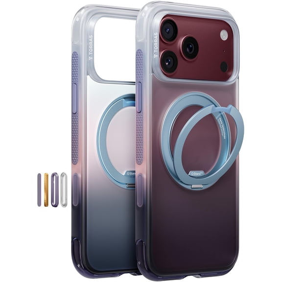 TORRAS O3 AIR Gradient Case for iPhone 18 Pro Max, MagSafe Compatible, 360° Rotating Stand, Burgundy Purple Haze