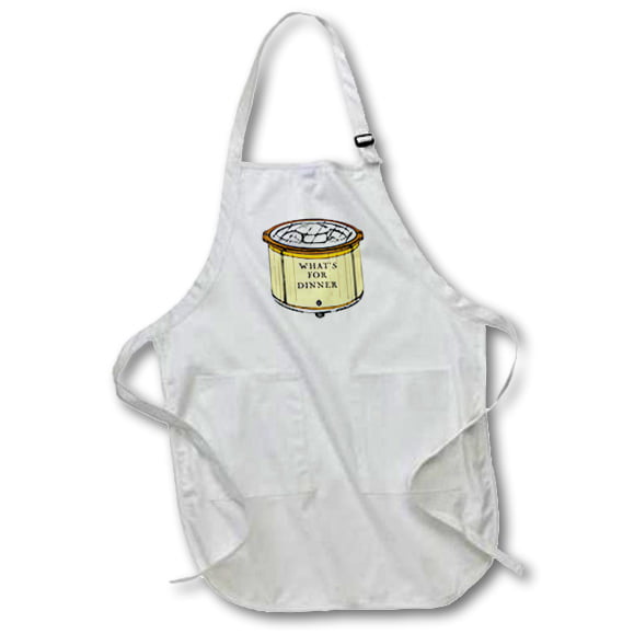 22 by 30-Inch 3dRose apr_80355_4 Crock Pot with Whats for Dinner Written on it Full Length Apron Black