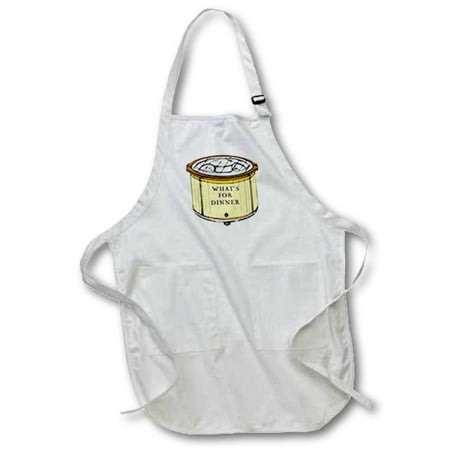 3dRose Crock Pot With Whats For Dinner Written On It, Medium Length Apron, 22 by 24-inch, With Pouch (Best Crockpot Dinners Ever)