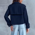 thumbnail image 4 of Wutalume Women's Fashionable Casual Pocket Short Double Breasted Windbreaker Jacket, Lightweight and Stylish, Ideal for Spring and Fall, Casual and Outdoor Activities,Navy L, 4 of 7