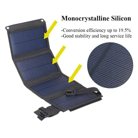 Portable Solar Charger for Camping Foldable Solar Panel 8W High-speed Charging Solar Power Bank Charger for Tablet Laptop Camera Cell Phone, Waterproof Outdoor Hiking Camping Gear
