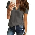 thumbnail image 2 of Scyoekwg Womens Short Sleeve Tops Summer Trendy V Neck Classic Solid Color Casual Dressy Blouses Loose Comfy Tees Shirts (Gray,XXXL), 2 of 5