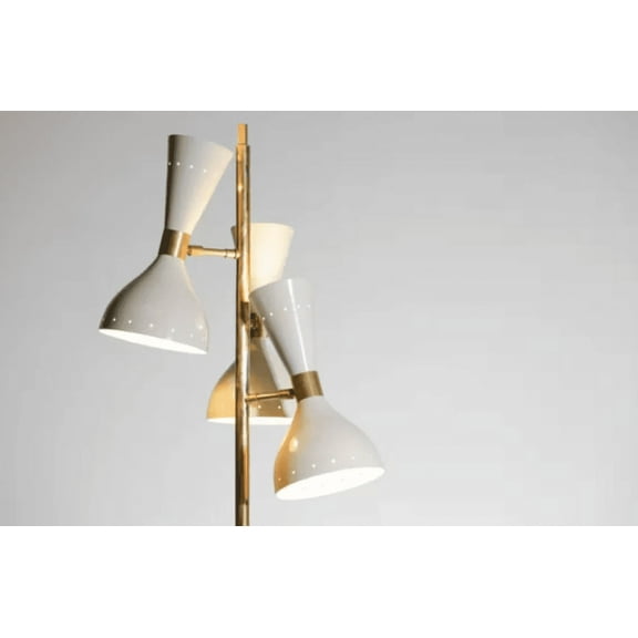 Mid-Century Modern Floor Lamp - Antique Lighting Fixture with Timeless White Style and Character - Ustinov Vintage Style