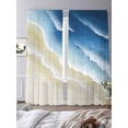 thumbnail image 4 of Abstract Beach Sheer Curtains 108 Inch Long 2 Panels, Navy Blue Beige Ombre Ocean Wave Coastal Sand Light Filtering Rod Pocket Curtains, Sheer Voile Drapes for Living Room Bedroom, 52"x108", 4 of 8