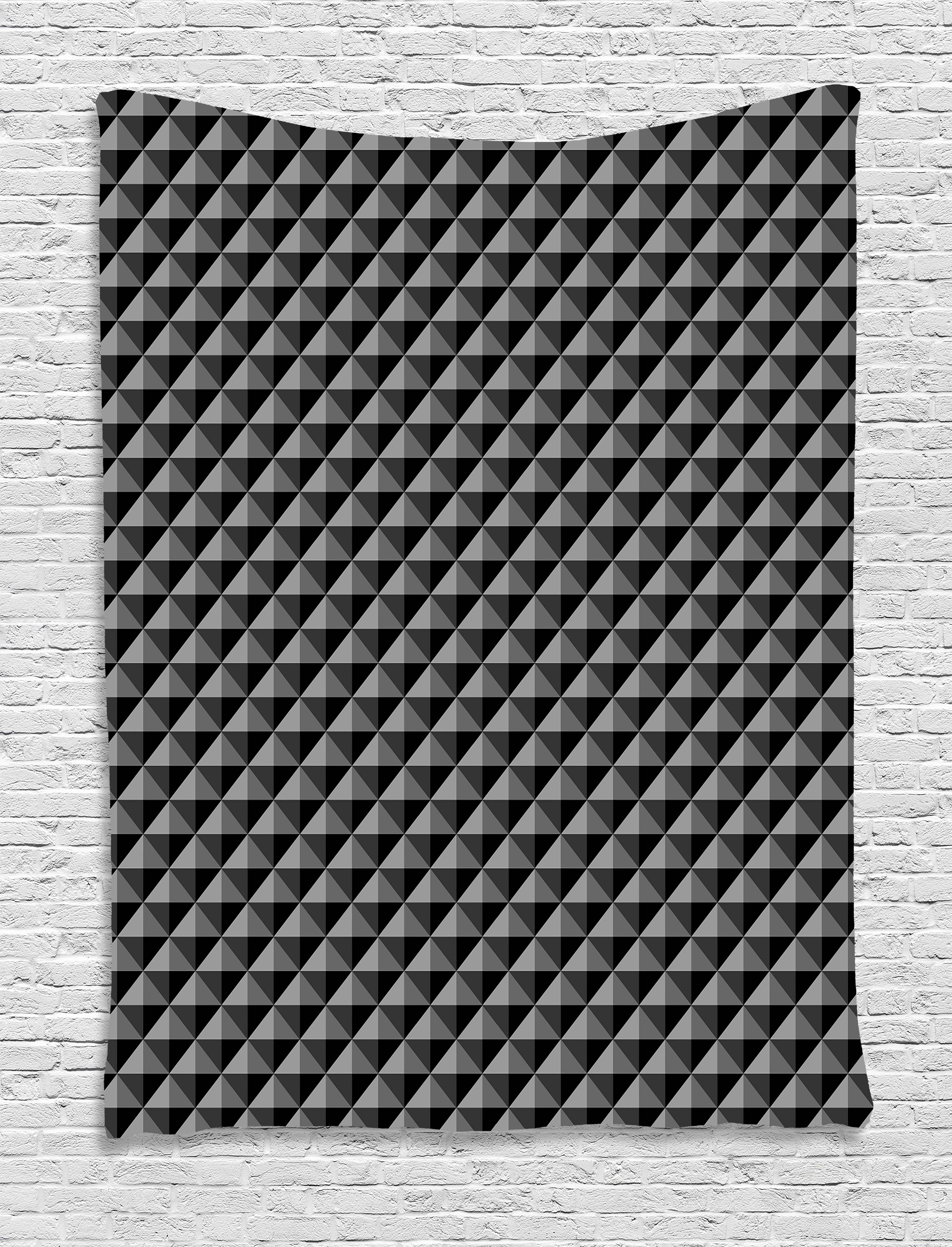 Dark Grey Tapestry, Abstract Monochromatic Pattern with Triangles