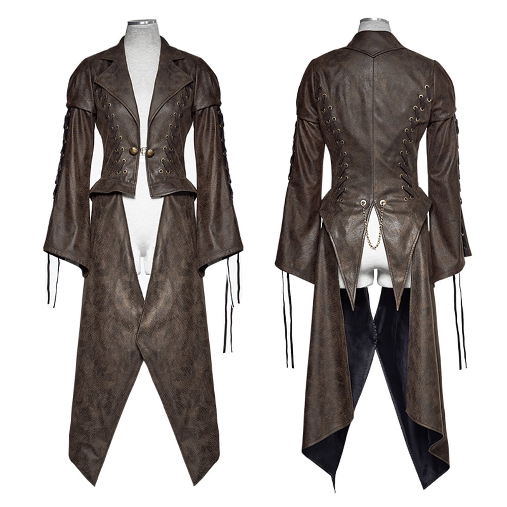 Cosplay Steampunk Pirate Long Tailcoat Removable Jacket, Brown, Medium ...