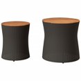 thumbnail image 6 of vidaXL Patio Side Tables 2 pcs with Wooden Top Black Poly Rattan, 6 of 10