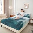 thumbnail image 4 of Manfei Tree Print 4 Pieces Queen Sheet Sets for Teens Boys Girls,Botanical Theme Ultra Soft Flat Sheet,Jungle Plants Queen Fitted Sheet,Luxury Bedroom Decor, 4 of 7