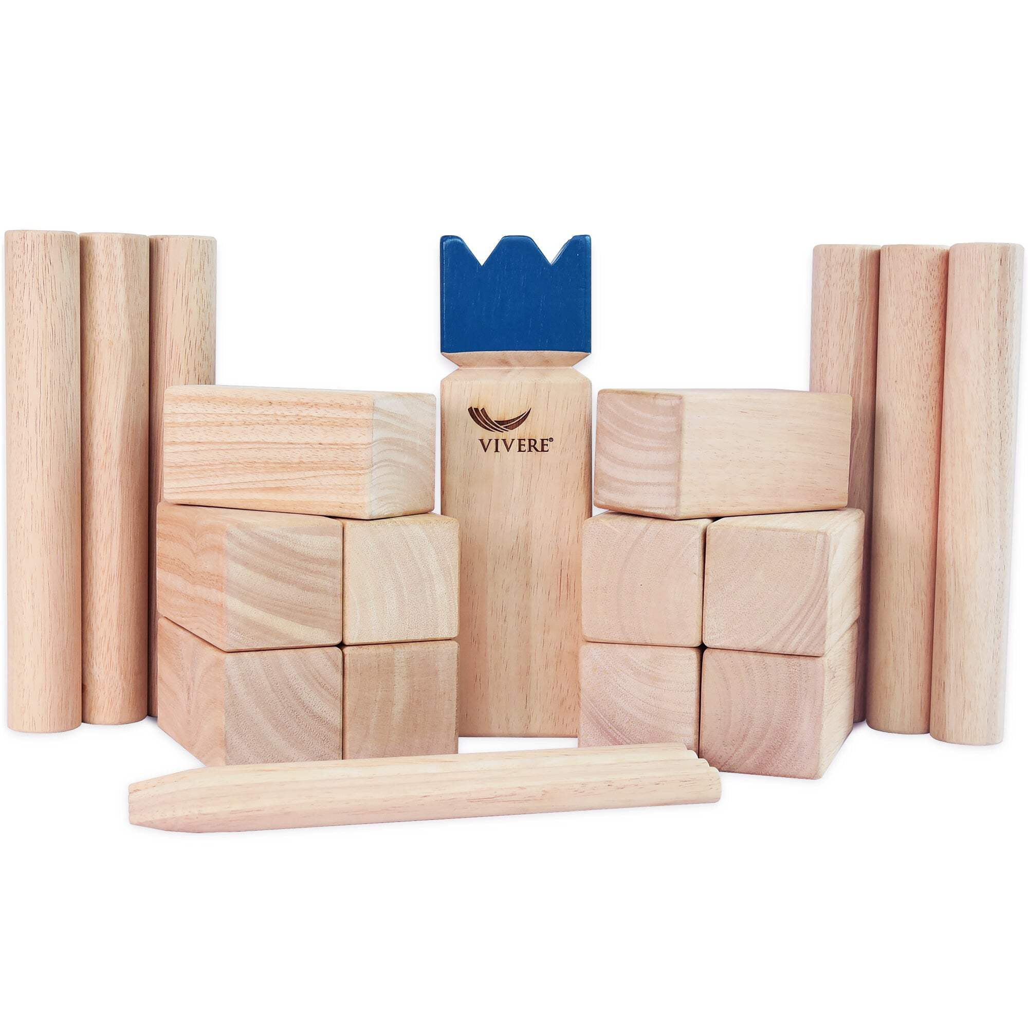 Vivere Kubb Yard Game Set, Tournament Size Viking Chess Outdoor Toss with Carry Case