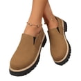thumbnail image 4 of Willtoo Women Platforms Suede Loafers Slip On Lug Sole Chunky Heels Round Toe Elegant Loafer Wide Width Comfortable Non-Slip Business Casual Work Dress Shoes, 4 of 5