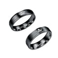 thumbnail image 2 of EOEMY His Queen And Her King Stainless Steel Black Couple Rings For Lover Engagement-10-7, 2 of 9