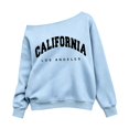 thumbnail image 3 of CUZIBR Teen Girls Off Shoulder Sweatshirt Oversized Letter Graphic Pullover Long Sleeve Soft Streetwear,Sky Blue,13-14 Years, 3 of 3