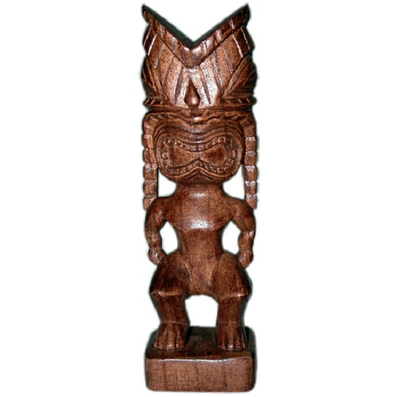 Statue de Dieu Hawaïen en Bois Sculpté à la Main Tiki Ku