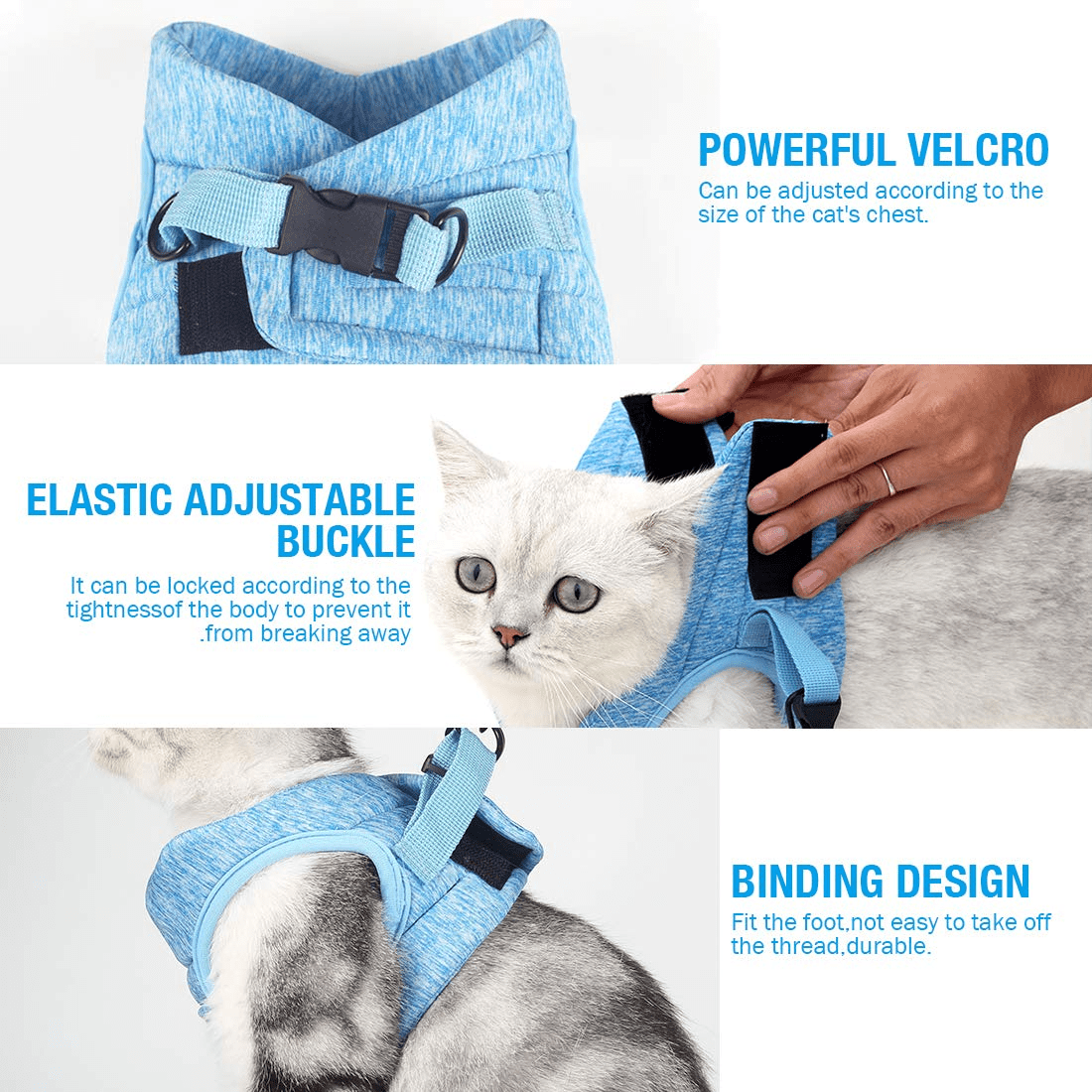 Cat Harness and Leash Set for Walking 365° wrap-Around Small Cat and Dog Harness Cushioning and Anti-Escape Suitable for Puppies Rabbits with Cationic Fabric Grey, M 