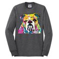 thumbnail image 2 of Wild Bobby Dean Russo Neon Colorful Pug Dog The Bulldog Dog Lover Men Long Sleeve Shirt, Heather Black, XX-Large, 2 of 5