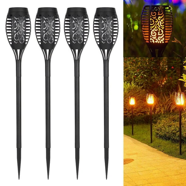 Lámpara solar impermeable, 4 piezas Antorcha de energía solar Lámpara de jardín Luz de llama Los mejores materiales Jadeshay A