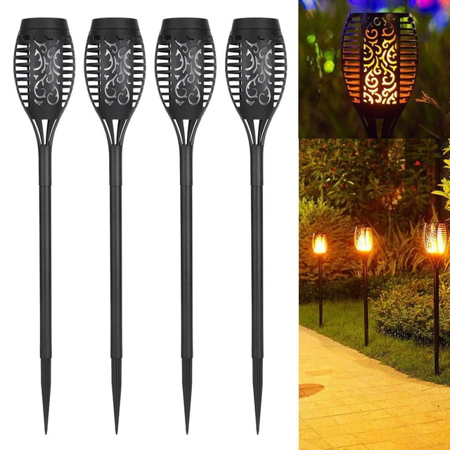 Lámpara solar impermeable, 4 piezas Antorcha de energía solar Lámpara de jardín Luz de llama Los mejores materiales Jadeshay A