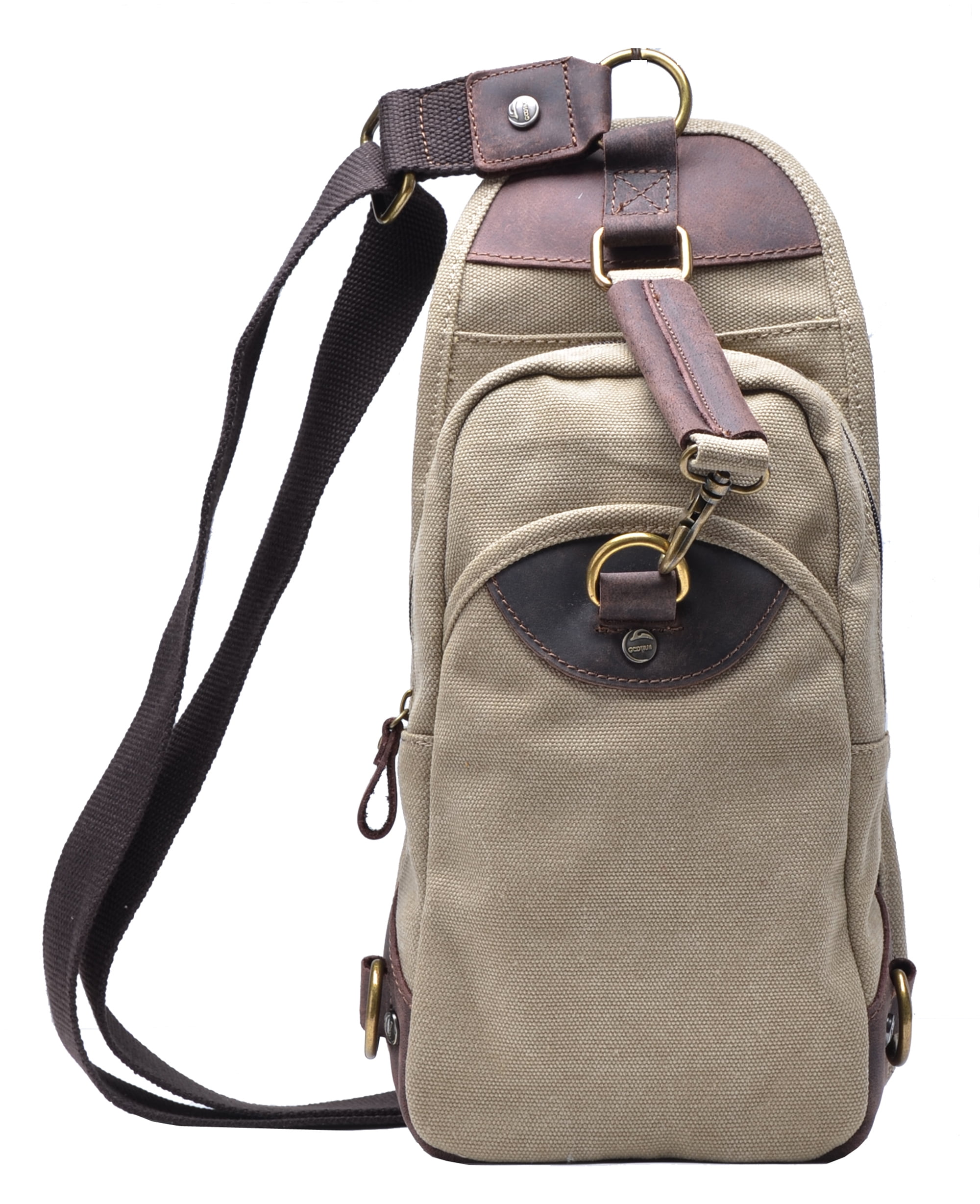 Gootium Canvas Chest Pack Vintage Crossbody  Bag  Leather  