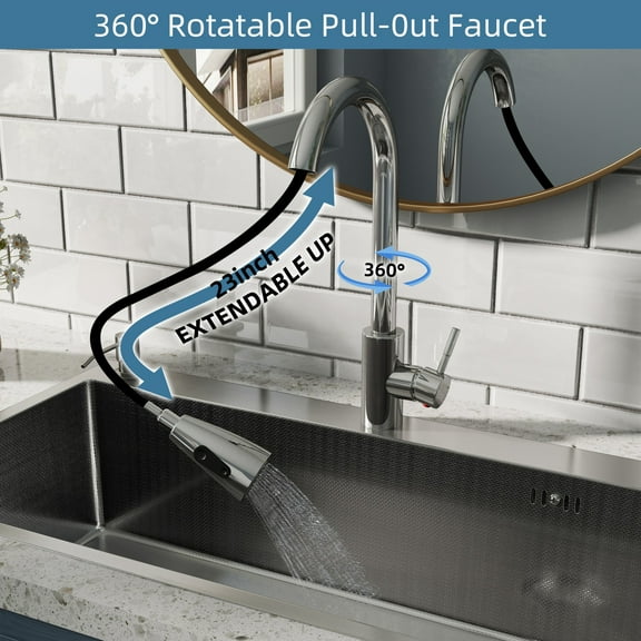 AMENDPATURE 28"Drop-In Kitchen Sink,Stainless Steel with Nano-Coating,Single Bowl,Including Accessories