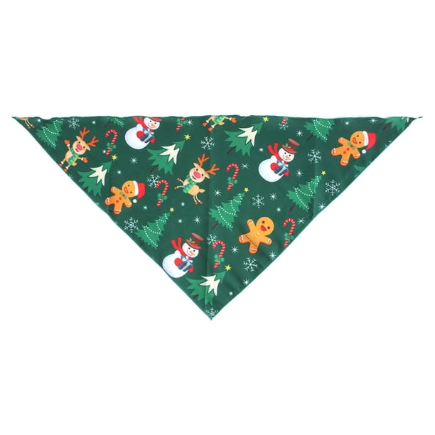 Bufanda triangular con estampado navideño para perro, bandana para perros muñeco de nieve verde