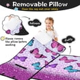 thumbnail image 3 of Purple Butterfly Leopard Pattern Teens Toddler Nap Mat with Pillow, Sleeping Mat Bag for Preschool Daycare 59"x22", 3 of 6